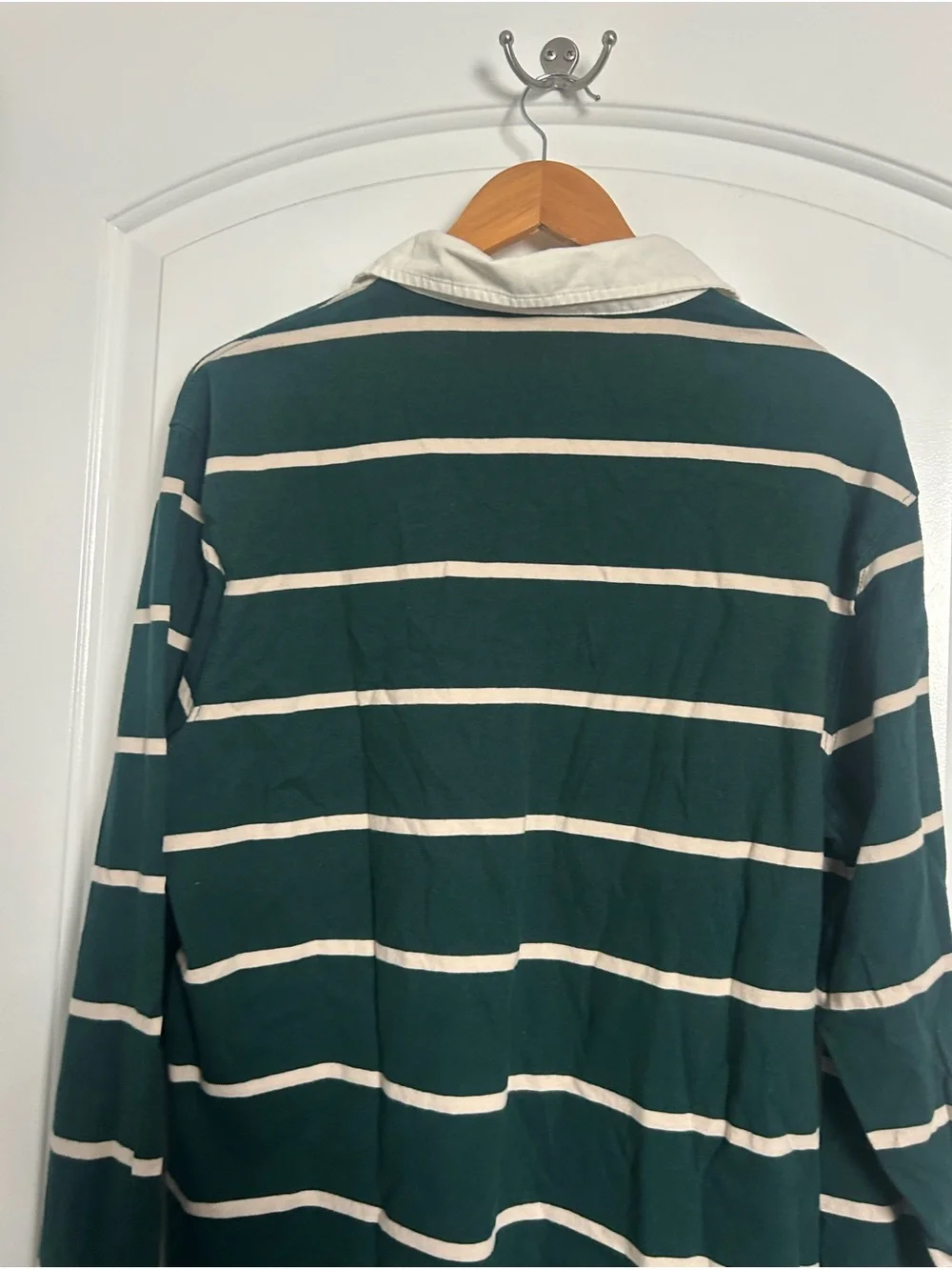 J. Crew Striped Rugby 100% Cotton Polo Green Size M preppy nautical retro 90s
